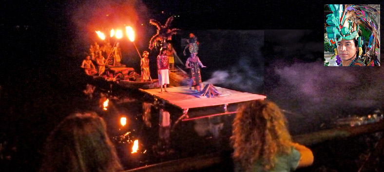 Beschw�rung alter Zeiten vor Flores im Lago Peten Itza